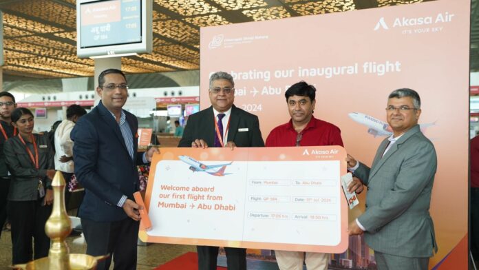 Akasa Air forays in the United Arab Emirates; Inaugural flight takes off from Mumbai to Abu Dhabi