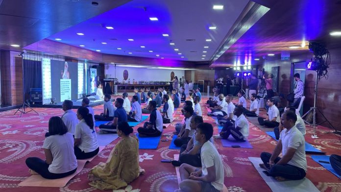 Shlloka Joshii Foundation Hosts Longevity Yoga Event with Oldest Yogi Swami Sivananda along with other esteemed Guests and Yoga Instructor on International Yoga Day Event Sponsored by 